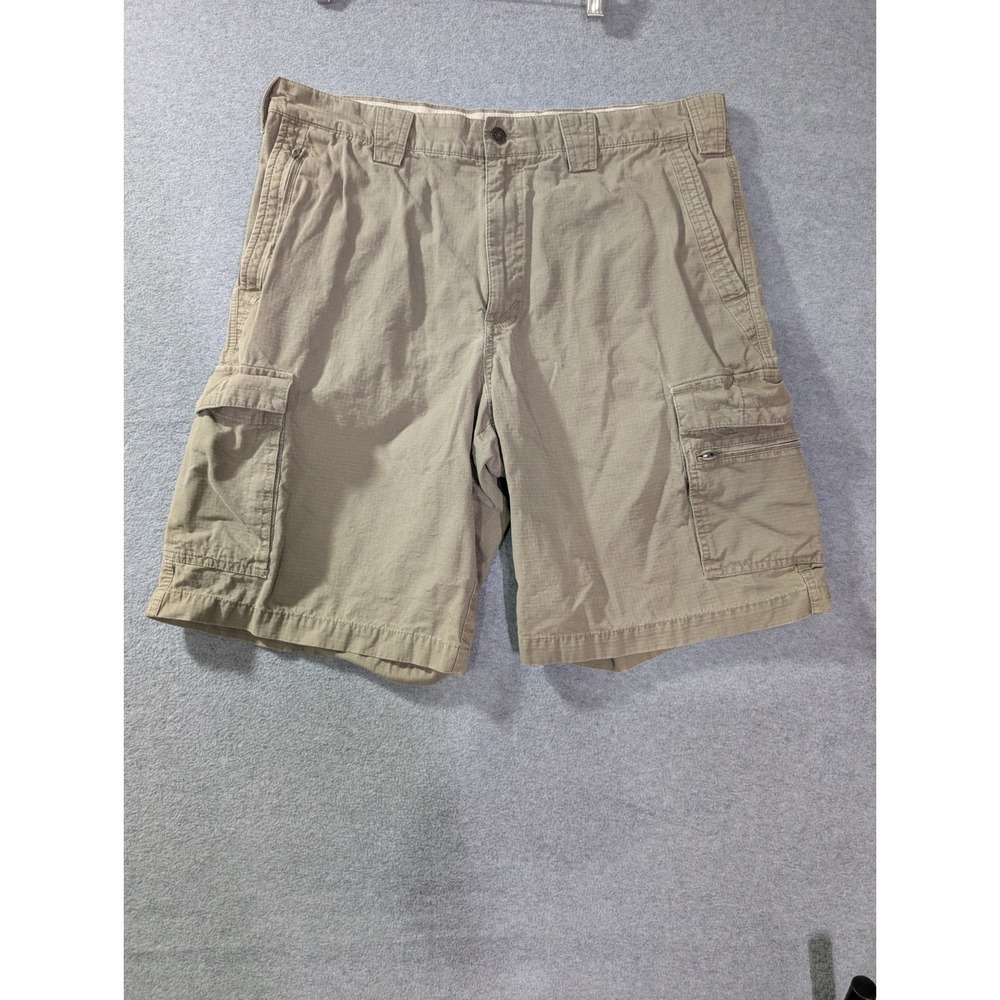 Eddie Bauer Ripstop Cargo Shorts Men's Size 36 Khaki Y2K Utility Gorpcore Zipper